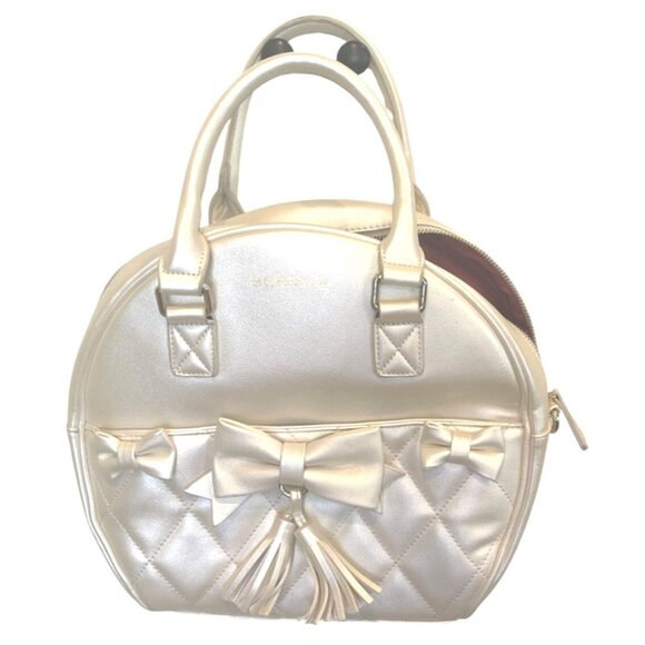 Berry Q. Handbags - Berry Q Victoria Round Bag – Champagne Gold Metallic Coquette Lolita Style Bows